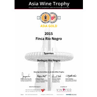 Urkunde Goldmedaille Asia Wine Trophy 2019 FRN 2015