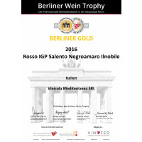 Goldmedaille Ilnobile Negroamaro 2016 Berliner Wein Trophy 2017