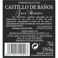 Rueckenetikett Castillo de Baños Gran Reserva 2014