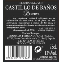 Rueckenetikett Castillo de Baños Reserva 2015